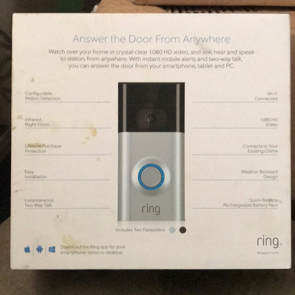 NEW/SEALED RING VIDEO DOORBELL 2 - Picture 2 of 2